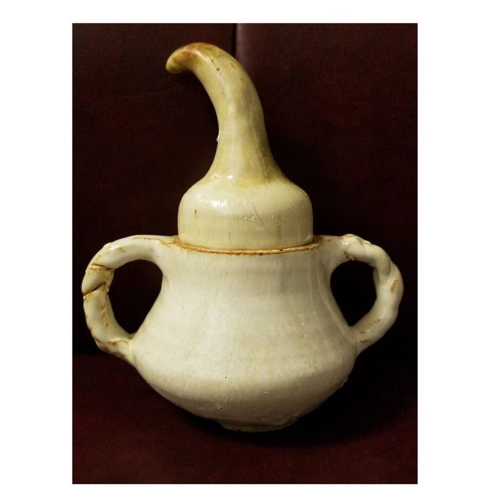 Pumpkin Squash  Art pottery Sugar or Spice Bowl  Vase SIGNED CV